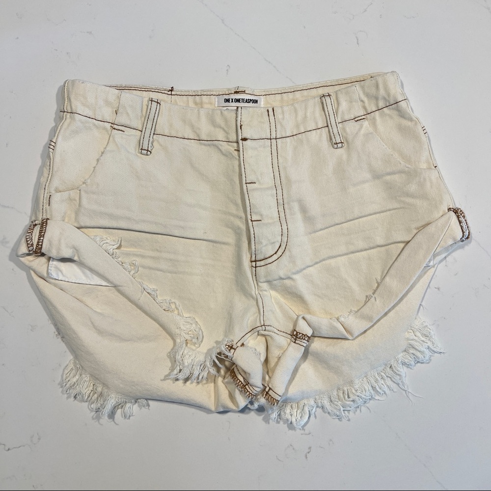 ❤️ One X One Teaspoon Sailors White Denim Shorts